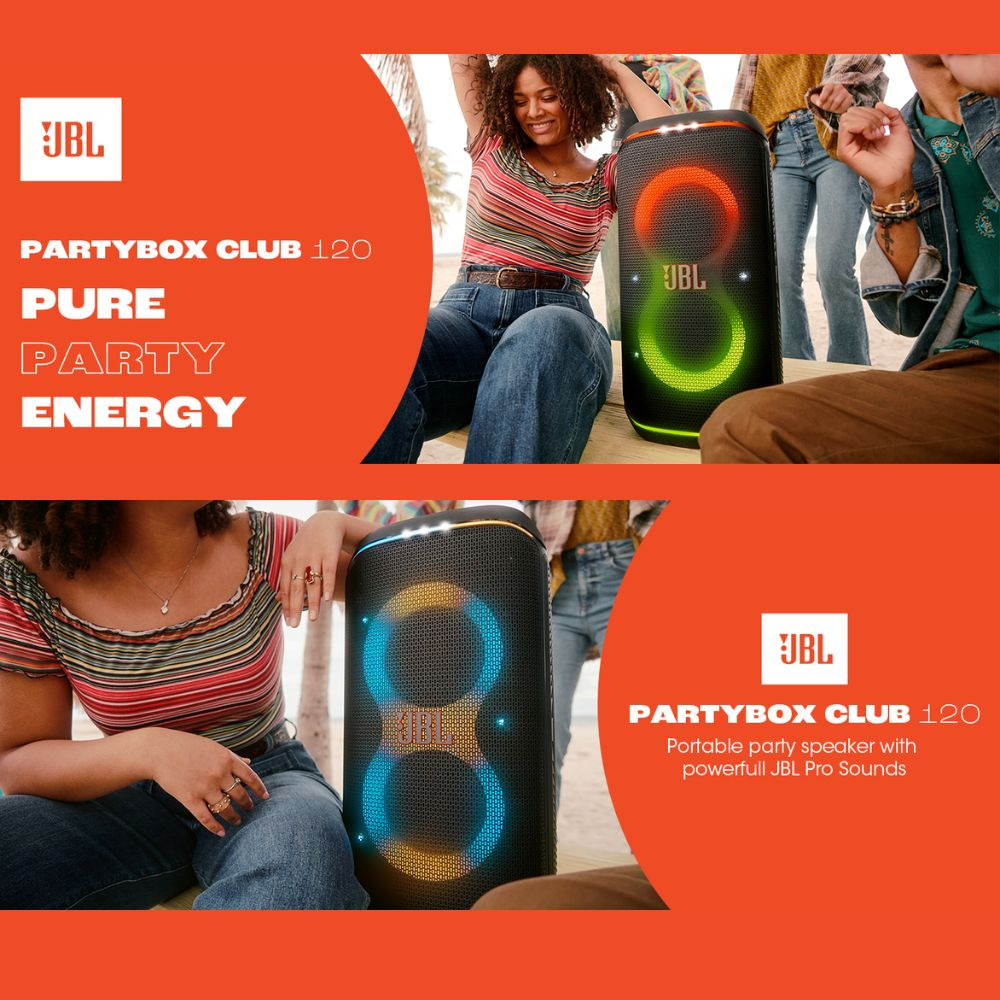 JBL Party Box Club 120 | Powerful Sound & Lightshow | Up to 12 Hours Playtime | Black| JBL-PBCLUB120UK