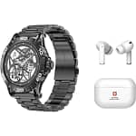 Swiss Military DOM2 Smart Watch Metal With Gun Metal Strap + DELTA1 TWLS Earbuds Wearables & Smart Watches Shop Online at Dubai Offers 3