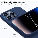 Protect iPhone 14 Pro Max Silicon Mag safe Case Blue + Tempered Glass Accessories Shop Online at Dubai Offers 5