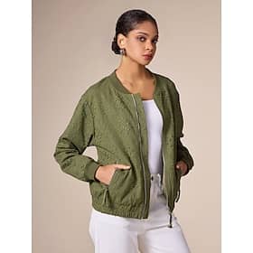 100% Cotton Embroidered Bomber Zipper Crew Neck Jacket Clothing Shop Online at Dubai Offers