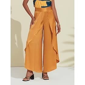 Casual Satin Swing Ruffle High Pants Clothing Shop Online at Dubai Offers