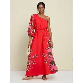 Chiffon Bohemia Wedding Guest Stripe Smocked One Shoulder Maxi Dress Clothing Shop Online at Dubai Offers