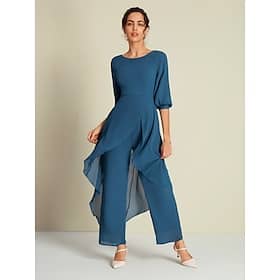 Chiffon Irregular Hem Wedding Guest Wide Leg Jumpsuit Clothing Shop Online at Dubai Offers