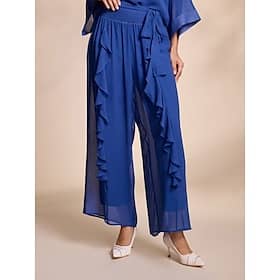 Chiffon Ruffle Peplum Casual Full Length Pants Clothing Shop Online at Dubai Offers