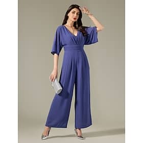 Chiffon Shirred Magyar Sleeve V Neck Jumpsuit Clothing Shop Online at Dubai Offers