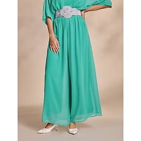 Chiffon Wide Leg Full Length Pants(Belt Not Included) Clothing Shop Online at Dubai Offers