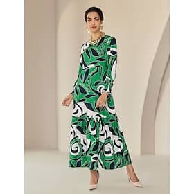 Geometic Crewneck Graphic Crew Neck Casual Daily Maxi Dress Clothing Shop Online at Dubai Offers