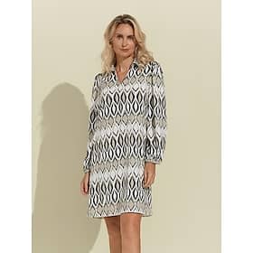 Geometric Long Sleeve Mini Shirt Dress Clothing Shop Online at Dubai Offers