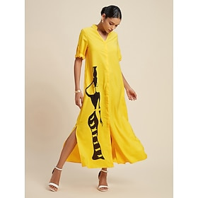 Graphic Prints Button Up Maxi Dress Clothing Shop Online at Dubai Offers