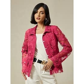 Lace Button Down Daily Shacket Clothing Shop Online at Dubai Offers