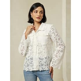 Lace Button Down Pocket Shacket Clothing Shop Online at Dubai Offers