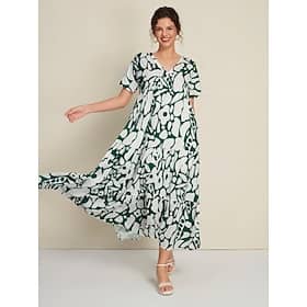 Plant Print V Neck Maxi Dress Clothing Shop Online at Dubai Offers