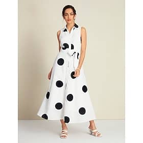 Polka Dot Sleeveless Tie Belt Maxi Dress Clothing Shop Online at Dubai Offers