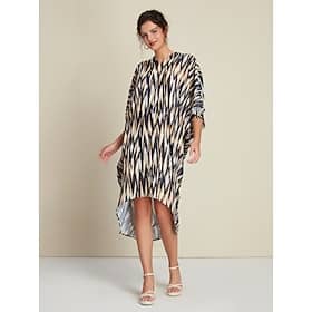 Rayon Leopard Asymetric Hem Half Sleeve V Neck Midi Dress Clothing Shop Online at Dubai Offers