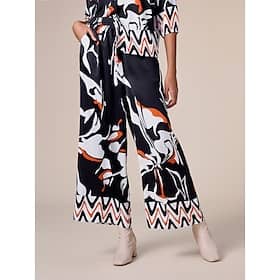 Satin Black Geometric Printing Wide Leg Casual Pants Clothing Shop Online at Dubai Offers