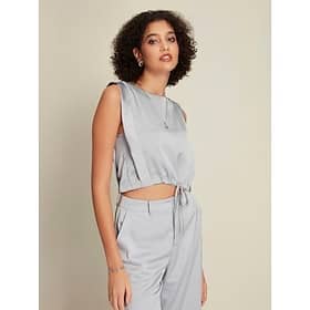 Satin Drawstring Round Sleeveless Tank Clothing Shop Online at Dubai Offers