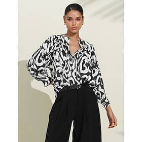 Satin Geometric Graffiti Blouse Clothing Shop Online at Dubai Offers