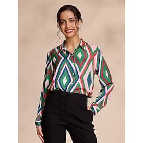 Satin Geometric Print Casual Shirt Clothing Shop Online at Dubai Offers