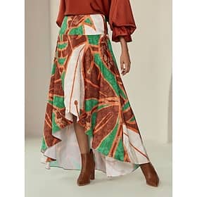 Satin Irregular Hem Bohemia Skirts Clothing Shop Online at Dubai Offers