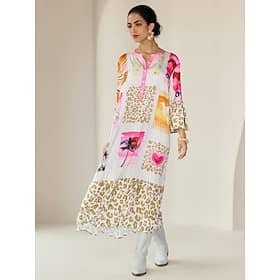 Satin Leopard Print Button Up Crew Neck Casual Daily Maxi Dress Clothing Shop Online at Dubai Offers