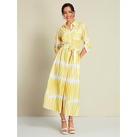 Satin Lines Shirt Collar Maxi Shirt Dress Clothing Shop Online at Dubai Offers