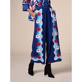 Satin Loose Wide Leg Vacation Artistic/ Retro Printing Causal Pants Clothing Shop Online at Dubai Offers