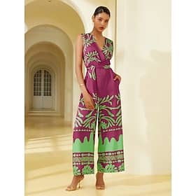 Satin Plant Print Jumpsuit Clothing Shop Online at Dubai Offers