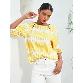 Satin Puff Sleeve Hollow Out Raglan Shirt Blouses Shop Online at Dubai Offers