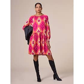 Satin Rose Red Geometric Printing Casual Mini Dress Clothing Shop Online at Dubai Offers