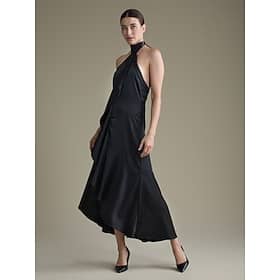 Satin Ruffle Halter Tie Back Sleeveless Elegant Party/Wedding Guest Dress dress to impress 2024 Clothing Shop Online at Dubai Offers