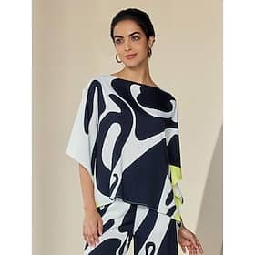 Satin Silk Shirt Magyar Sleeve Flowy Graphic Blouse Blouses Shop Online at Dubai Offers