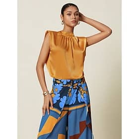 Satin Sleeveless High Neck Blouse Blouses Shop Online at Dubai Offers