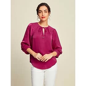 Satin Solid Shimmery Raglan Sleeve Casual Blouse Blouses Shop Online at Dubai Offers