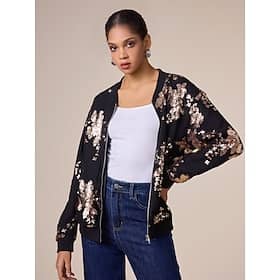 Sequin Crew Neck Bomber Jacket Clothing Shop Online at Dubai Offers 2