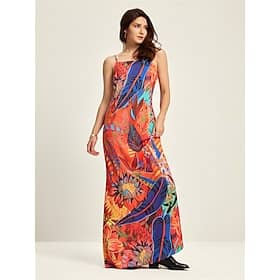 Tropical Print Summer Fashion Vacation Maxi Dress Clothing Shop Online at Dubai Offers