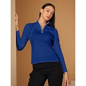 Women’s Golf Polo Shirt Light Yellow Lake blue Black Long Sleeve Top Ladies Golf Attire Clothes Outfits Wear Apparel Clothing Shop Online at Dubai Offers