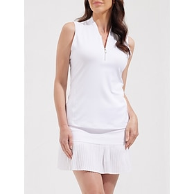 Women’s Golf Polo Shirt White Sleeveless Top Ladies Golf Attire Clothes Outfits Wear Apparel Clothing Shop Online at Dubai Offers