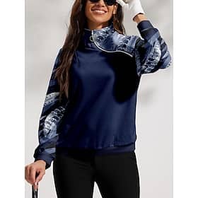 Women’s Golf Pullover Sweatshirt Dark Blue Long Sleeve Top Leaf Fall Winter Ladies Golf Attire Clothes Outfits Wear Apparel Clothing Shop Online at Dubai Offers