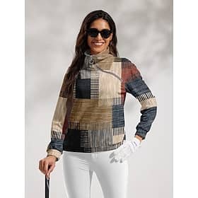 Women’s Golf Pullover Sweatshirt Denim Blue Yellow Fuchsia Long Sleeve Thermal Warm Top Fall Winter Ladies Golf Attire Clothes Outfits Wear Apparel Clothing Shop Online at Dubai Offers