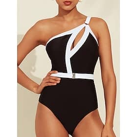 Hepburn Contrast Hole One Shoulder Swimsuit Clothing Shop Online at Dubai Offers