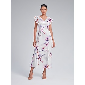 Flutter Sleeve Fitted Midi Dress Beauty & Fashion Shop Online at Dubai Offers