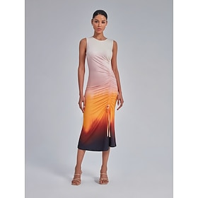 Ombre Ruched Drawstring Midi Dress Beauty & Fashion Shop Online at Dubai Offers