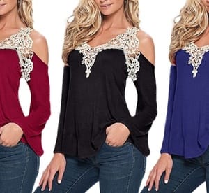 Crochet Detail Cold Shoulder Top from AED 59 Clothing Shop Online at Dubai Offers