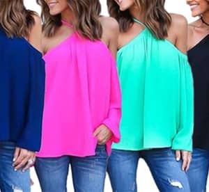 Halterneck Cold Shoulder Blouse Clothing Shop Online at Dubai Offers