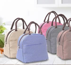 One (AED 49) ot Two (AED 79) Striped Thermal Cooling Lunch Bags Furniture's & Decor Shop Online at Dubai Offers