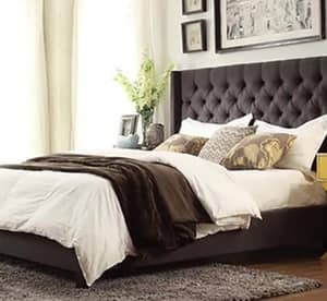 Skyline Upholstered Wingback Tufted Bed Frame (AED 3299) with Mattress (AED 3899) Furniture's & Decor Shop Online at Dubai Offers