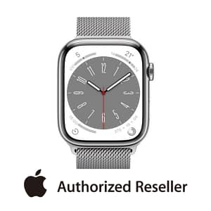 Apple Watch Series 8 GPS + Cellular 41mm Silver Stainless Steel Case with Silver Milanese Loop Wearables & Smart Watches Shop Online at Dubai Offers