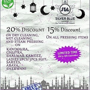 20% Discount from Silver Blue Laundry #DiscountSalesUAE #DubaiDeals Laundry Shop Online at Dubai Offers