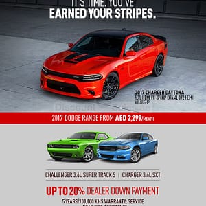 2017 Dodge range starting from AED 2,299 per month with up to 20% dealer down payment Dodge Shop Online at Dubai Offers