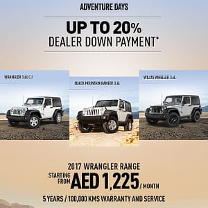 2017 Wrangler range starting from AED 1,225 per month along with Buy Back Guarantee Jeep Shop Online at Dubai Offers